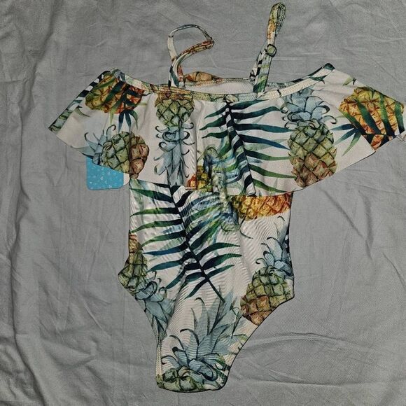 Toddler Girl Vibrant Pineapple Ruffle Swimsuit Size 2T - Picture 2 of 2